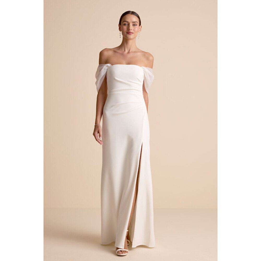 Lulus Trynn White Off-the-shoulder Column Maxi Dress - Size L